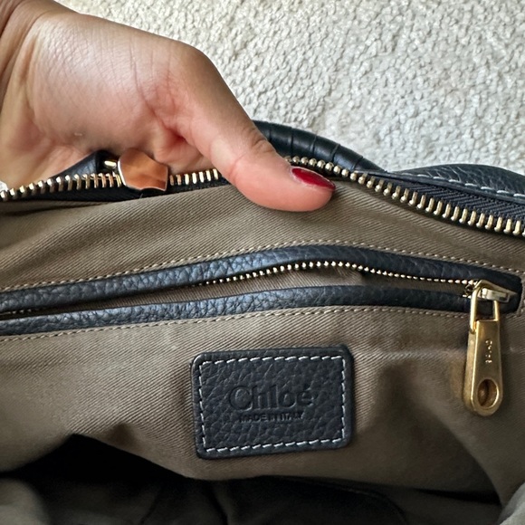 Chloe Black Leather Shoulder Bag with Gold Accents - Picture 5 of 9